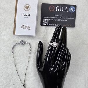 GRA Moissanite Bracelet Ring Bundle Set Sz 6